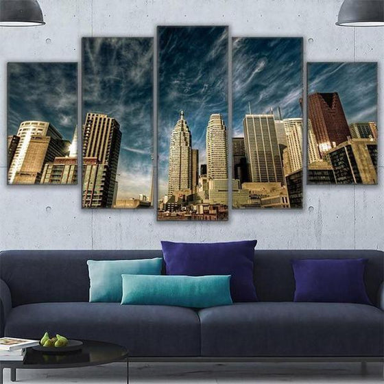 Downtown Toronto View Canvas Wall Art Living Room
