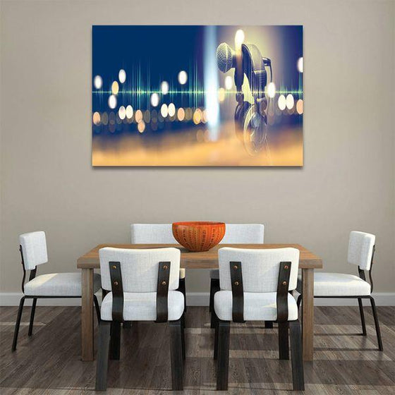 Microphone & Stage Lights Canvas Wall Art Dining Room