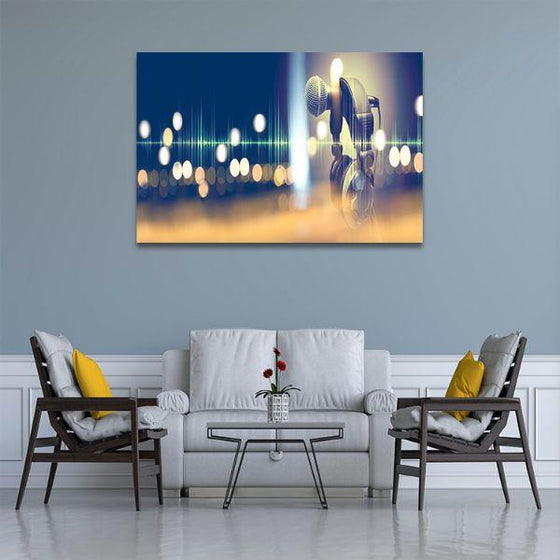Microphone & Stage Lights Canvas Wall Art Living Room