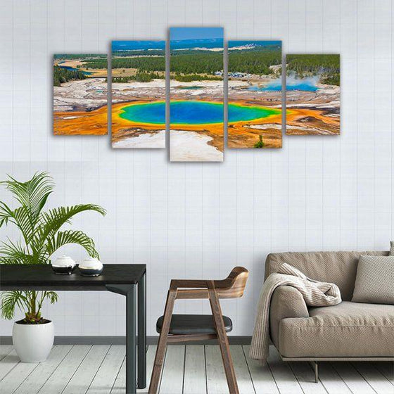Midway Geyser Basin 5-Panel Canvas Wall Art Dining Room