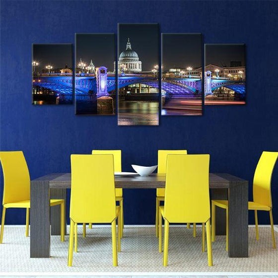 Millennium Bridge In UK 5 Panels Canvas Wall Art Dining Room