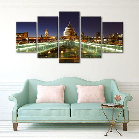 Millennium Bridge View 5 Panels Canvas Wall Art Decor