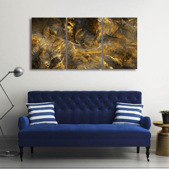 Mineral Structure 3-Panel Abstract Canvas Wall Art Decor