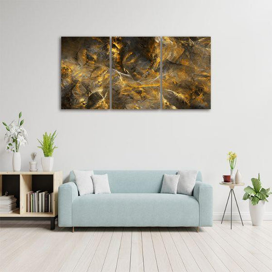 Mineral Structure 3-Panel Abstract Canvas Wall Art Print