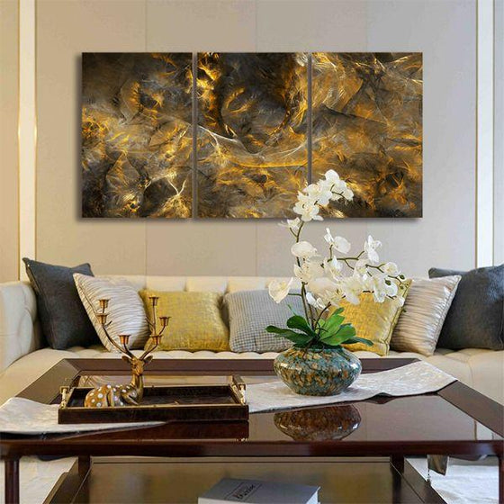 Mineral Structure 3-Panel Abstract Canvas Wall Art Set