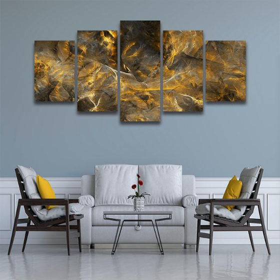Mineral Structure 5-Panel Abstract Canvas Wall Art Office