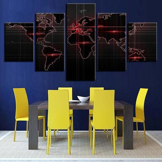 Modern World Map Wall Art Canvas