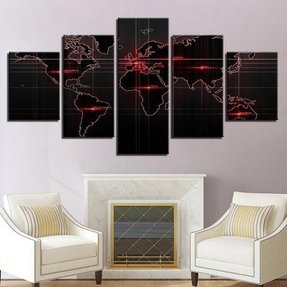 Modern World Map Wall Art Canvases