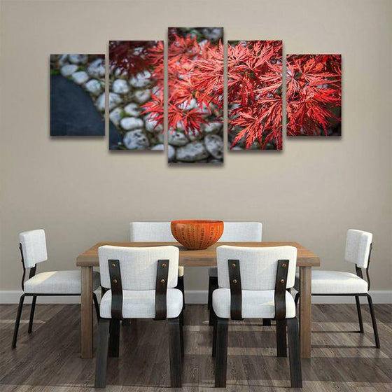 Momiji Leaves In A Garden 5 Panels Canvas Art