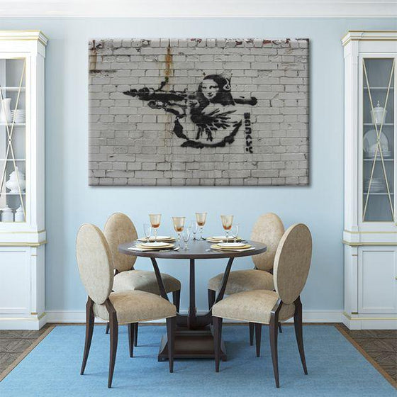 Mona Lisa By Banksy Canvas Wall Art Dining Room