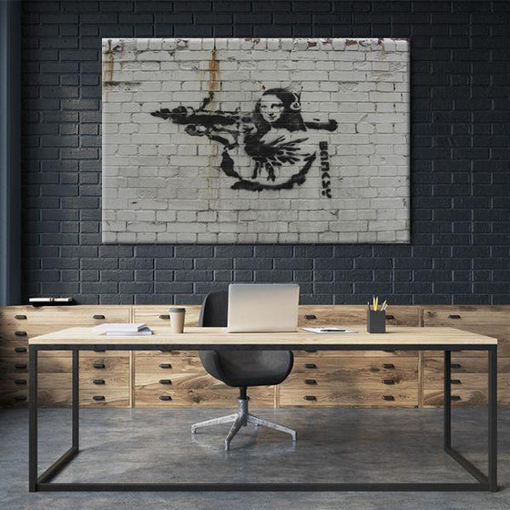 Mona Lisa By Banksy Canvas Wall Art Office