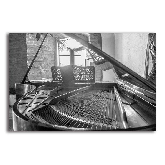 Black & White Grand Piano 1 Panel Canvas Wall Art