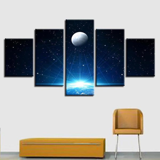 Moon Outer Space Wall Art Canvas