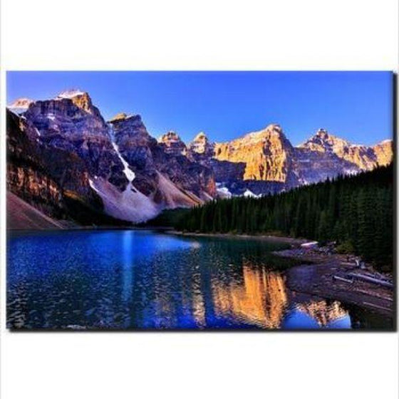 Moraine Lake And Mountains Wall Art Canvas