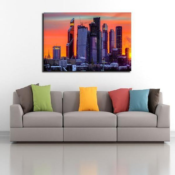 Moscow City Skyline View Canvas Wall Art Living Room