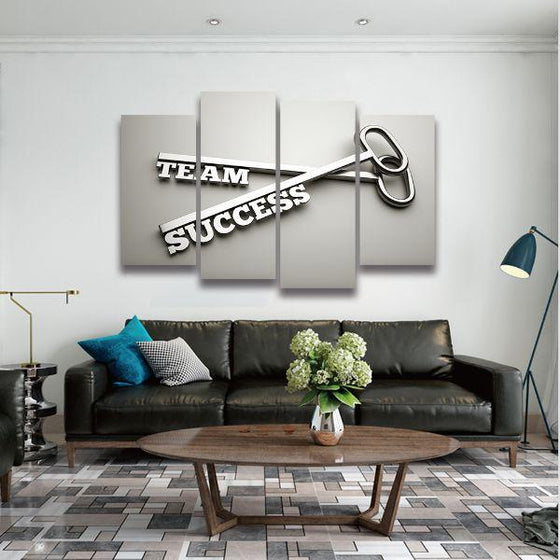 Inspire Team Success 4 Panels Canvas Wall Art Living Room
