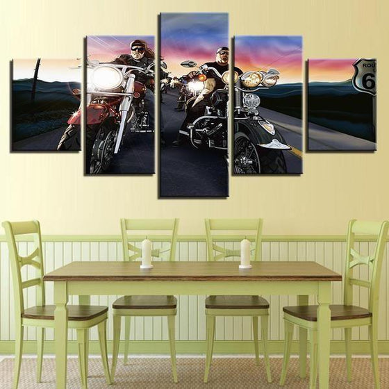 Biker Gang Motorcycle Canvas Wall Art Dining Room