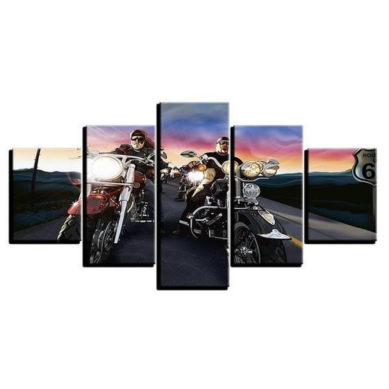 Biker Gang Motorcycle Canvas Wall Art