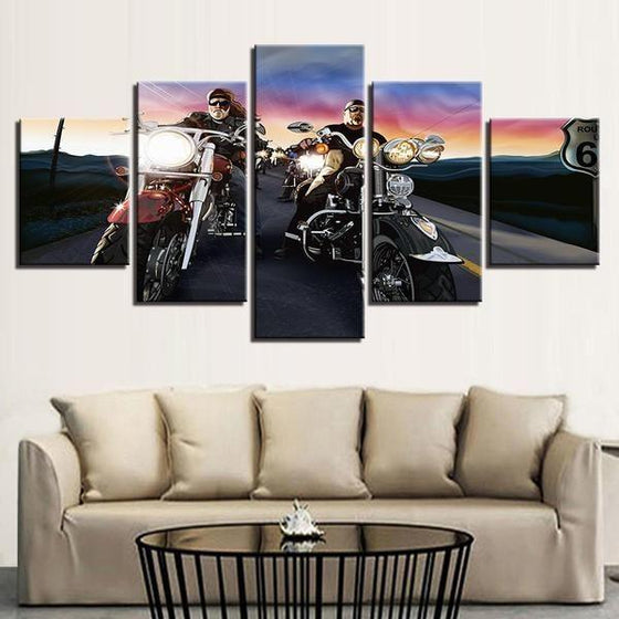Biker Gang Motorcycle Canvas Wall Art Living Room