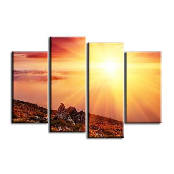 Mountain & Sunset Rays Canvas Wall Art