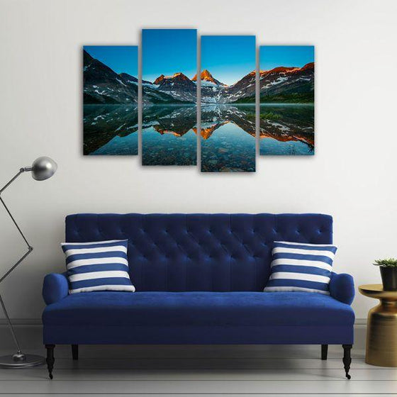 Mountain Lake 4 Panels Canvas Wall Art Office