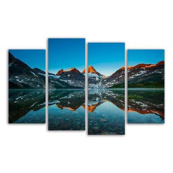 Mountain Lake 4 Panels Canvas Wall Art