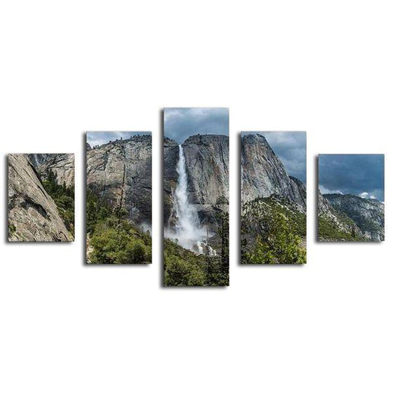Mountain Peaks And Waterfalls Canvas Wall Art