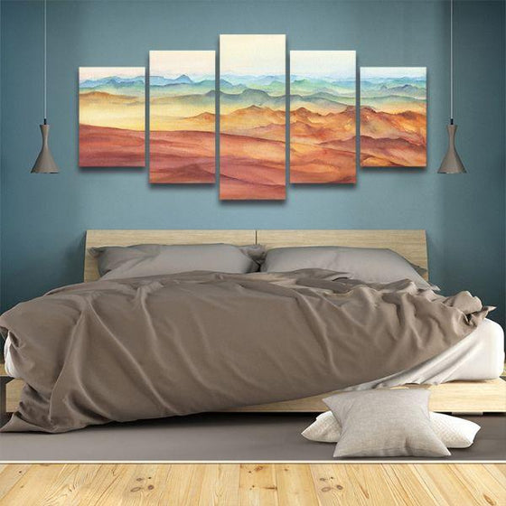 Mountain Ranges Abstract 5 Panels Canvas Wall Art Bedroom