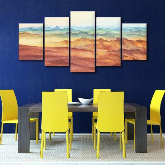 Mountain Ranges Abstract 5 Panels Canvas Wall Art Dining Room