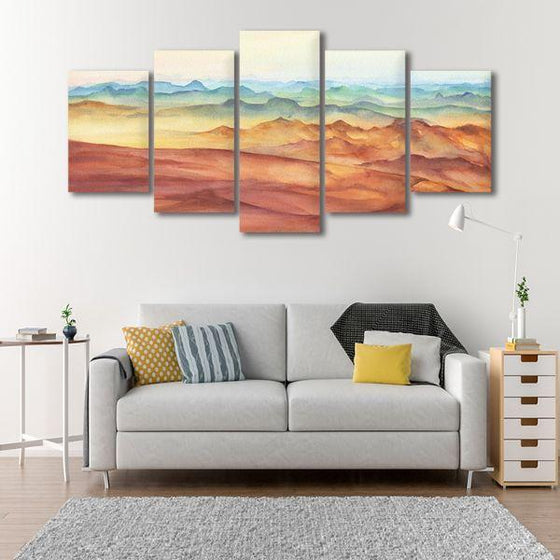 Mountain Ranges Abstract 5 Panels Canvas Wall Art Living Room