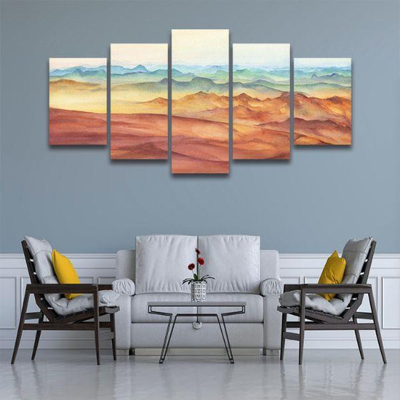 Mountain Ranges Abstract 5 Panels Canvas Wall Art Office