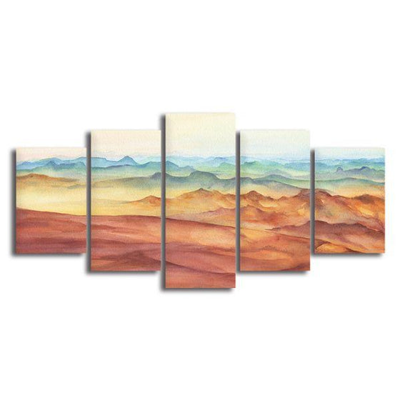 Mountain Ranges Abstract 5 Panels Canvas Wall Art