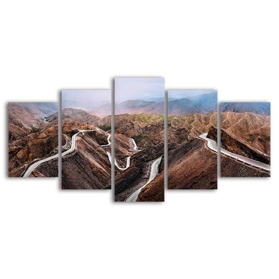 Mountain Ranges View 5 Panel Canvas Wall Art