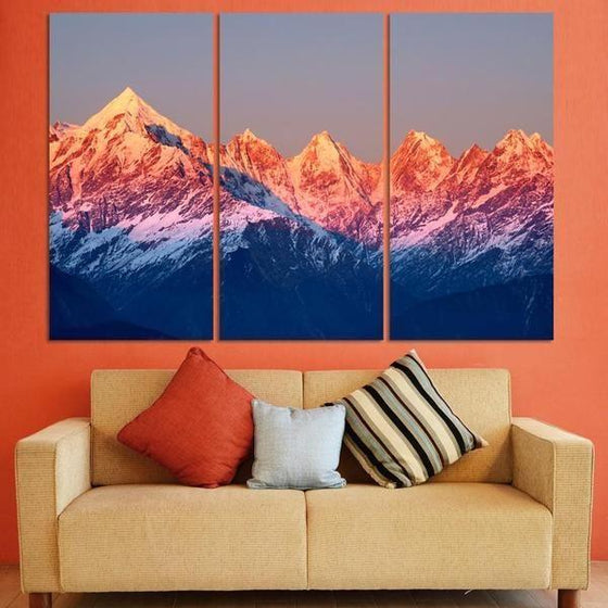 Bright Snowy Mountains Canvas Wall Art Living Room Ideas