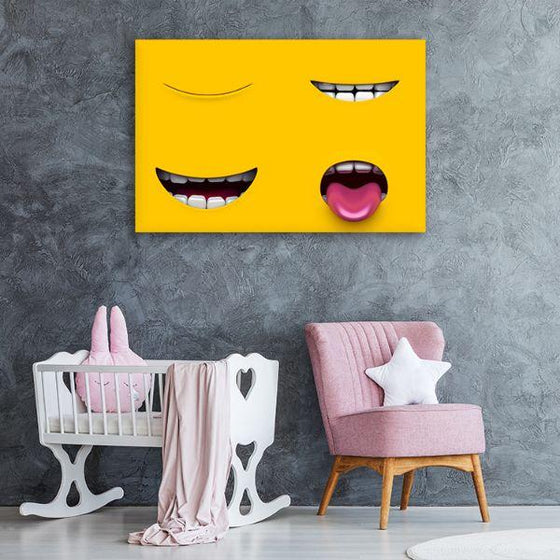 Mouth Of A Yellow Character Canvas Wall Art Nursery