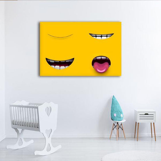Mouth Of A Yellow Character Canvas Wall Art Print
