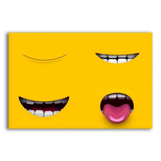Mouth Of A Yellow Character Canvas Wall Art