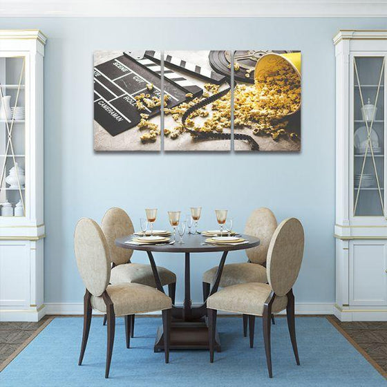 Movie With Popcorn 3 Panels Canvas Wall Art Dining Room