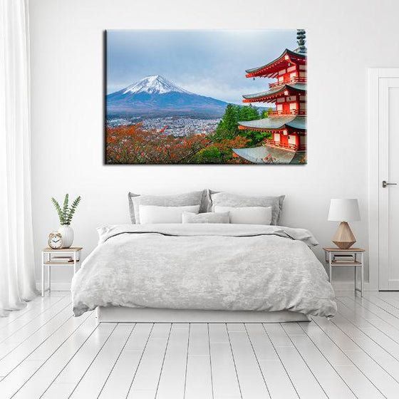Mt. Fuji & Chureito Pagoda Canvas Wall Art Bedroom