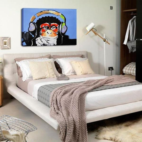 Music Lover Monkey Canvas Wall Art Bedroom