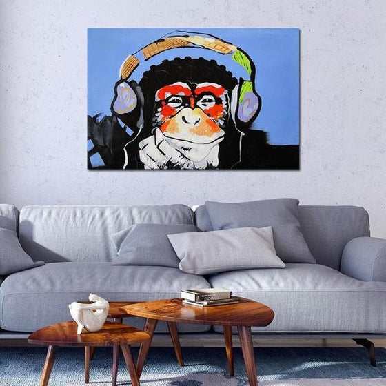 Music Lover Monkey Canvas Wall Art Decor