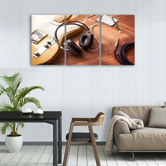 Music Recording 3 Panels Canvas Wall Art Dining Room