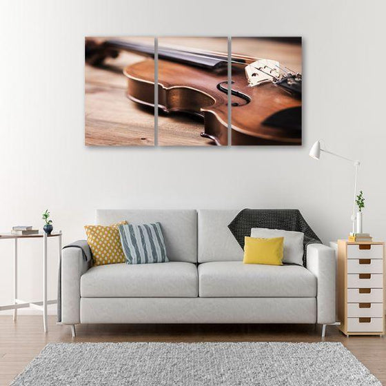 Musical Instrument Violin 3 Panels Canvas Wall Art Decor