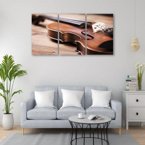 Musical Instrument Violin 3 Panels Canvas Wall Art Living Room