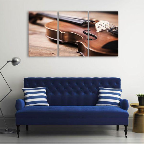 Musical Instrument Violin 3 Panels Canvas Wall Art Print
