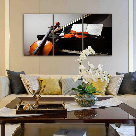 Musical Instruments 3 Panels Canvas Wall Art Living Room