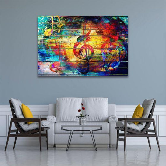 Musical Notes Abstract Canvas Wall Art Living Room