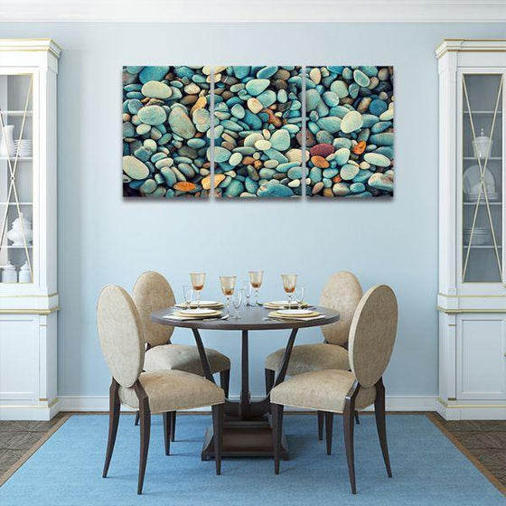 Natural Colorful Pebbles 3 Panels Canvas Wall Art Dining Room