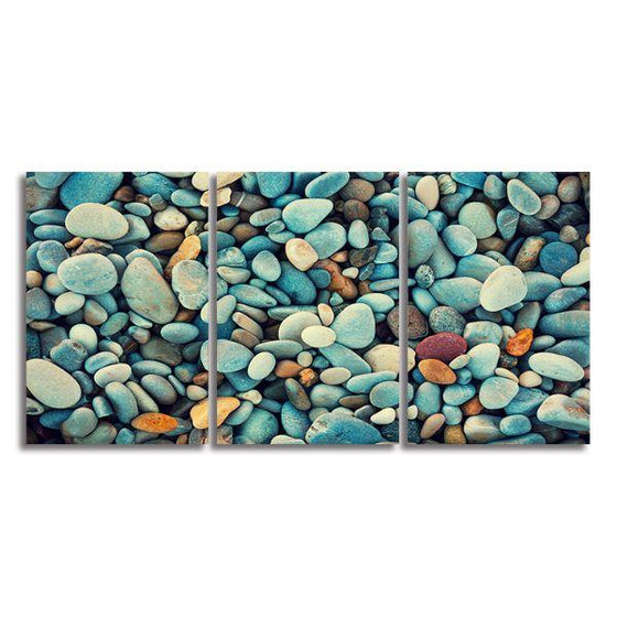 Natural Colorful Pebbles 3 Panels Canvas Wall Art
