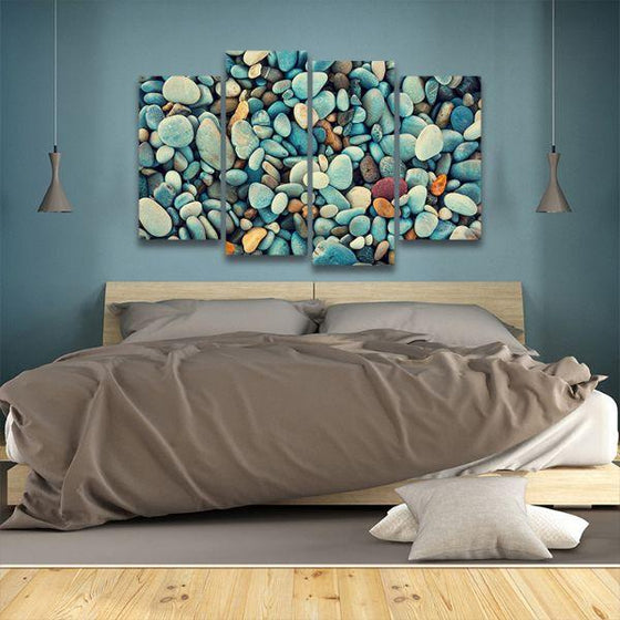 Natural Colorful Pebbles 4 Panels Canvas Wall Art Bedroom
